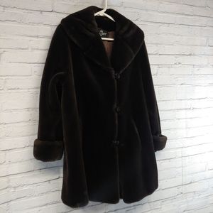 Gallery Faux Fur Small S Brown Rich Coat